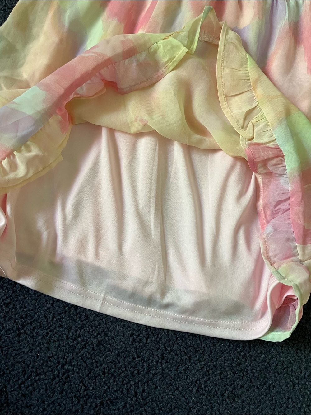The Children's Place Pastel Watercolor Ruffle Sundress in Pink, Green, Yellow - Picture 2 of 5